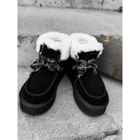 BUTY DAMSKIE ŚNIEGOWCE SKÓRA NATURALNA FUTERKO OLAVOGA SHOES VITTY BLACK