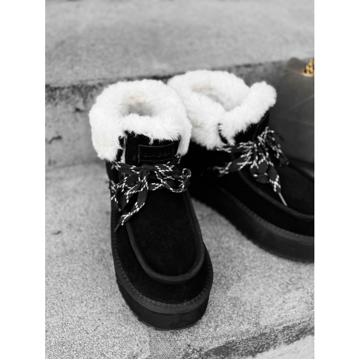 BUTY DAMSKIE ŚNIEGOWCE SKÓRA NATURALNA FUTERKO OLAVOGA SHOES VITTY BLACK