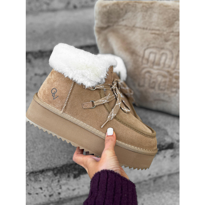 BUTY DAMSKIE ŚNIEGOWCE SKÓRA NATURALNA FUTERKO OLAVOGA SHOES VITTY CARMEL