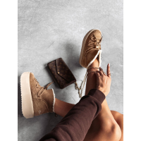 BUTY DAMSKIE ŚNIEGOWCE SKÓRZANE FUTERKO OLAVOGA SHOES GRANDA BEIGIE