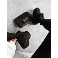 BUTY DAMSKIE ŚNIEGOWCE SKÓRZANE FUTERKO OLAVOGA SHOES GRANDA BLACK