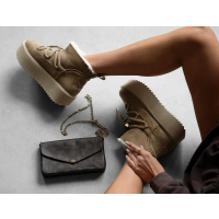 BUTY DAMSKIE ŚNIEGOWCE SKÓRZANE FUTERKO OLAVOGA SHOES GRANDA BEIGIE
