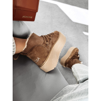 BUTY DAMSKIE ŚNIEGOWCE SKÓRZANE FUTERKO OLAVOGA SHOES GRANDA BEIGIE