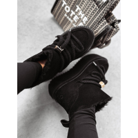 BUTY DAMSKIE ŚNIEGOWCE SKÓRZANE FUTERKO OLAVOGA SHOES GRANDA BLACK