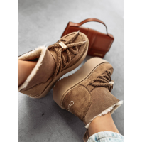 BUTY DAMSKIE ŚNIEGOWCE SKÓRZANE FUTERKO OLAVOGA SHOES GRANDA BEIGIE