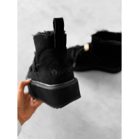 BUTY DAMSKIE ŚNIEGOWCE SKÓRZANE FUTERKO OLAVOGA SHOES GRANDA BLACK