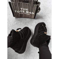 BUTY DAMSKIE ŚNIEGOWCE SKÓRZANE FUTERKO OLAVOGA SHOES GRANDA BLACK