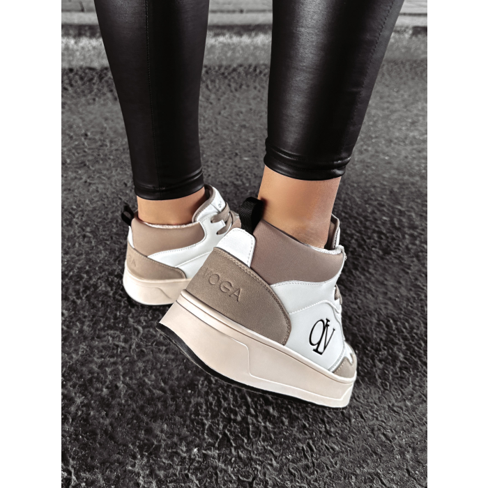 BUTY DAMSKIE SNEAKERSY ZA KOSTKĘ OLAVOGA SHOES CARMINE BEIGIE- ECRU