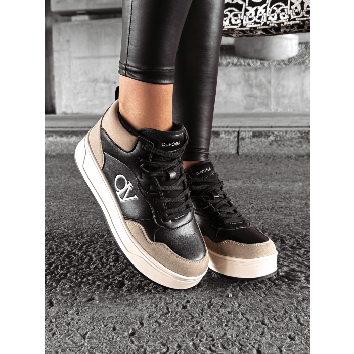 BUTY DAMSKIE SNEAKERSY ZA KOSTKĘ OLAVOGA SHOES CARMINE BLACK- BEIGIE