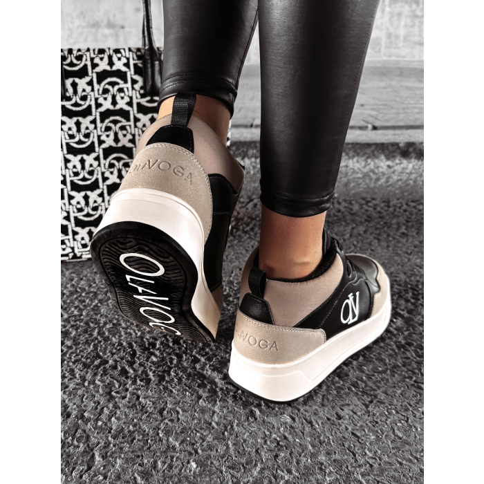 BUTY DAMSKIE SNEAKERSY ZA KOSTKĘ OLAVOGA SHOES CARMINE BLACK- BEIGIE