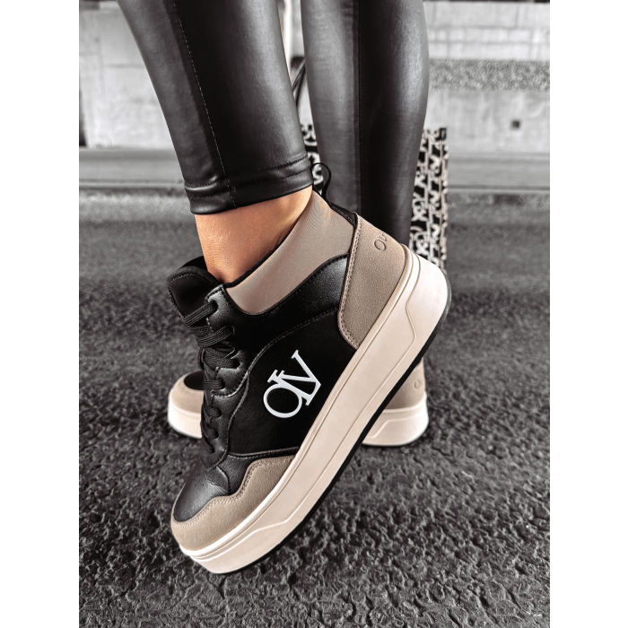 BUTY DAMSKIE SNEAKERSY ZA KOSTKĘ OLAVOGA SHOES CARMINE BLACK- BEIGIE
