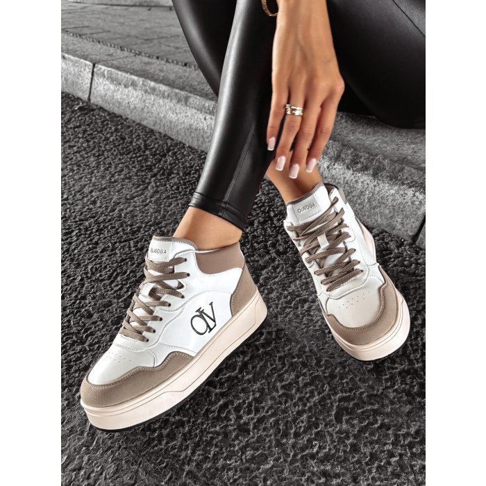 BUTY DAMSKIE SNEAKERSY ZA KOSTKĘ OLAVOGA SHOES CARMINE BEIGIE- ECRU