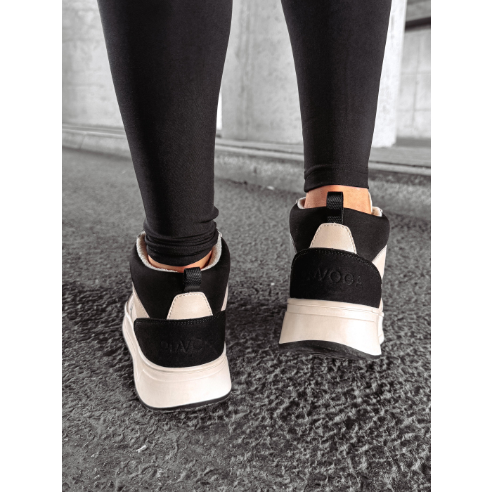 BUTY DAMSKIE SNEAKERSY ZA KOSTKĘ OLAVOGA SHOES CARMINE BLACK- ECRU