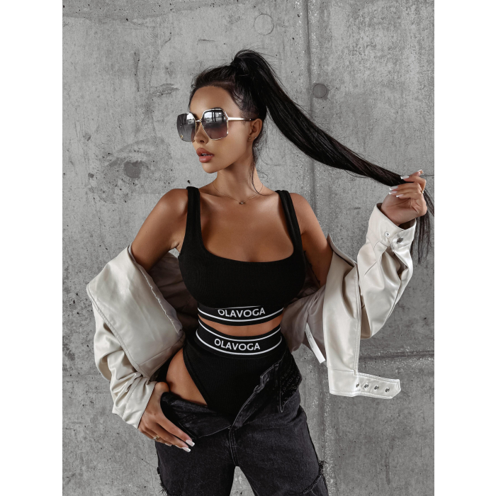 KOMPLET BIELIZNY PRĄŻEK GUMA OLAVOGA SECRET BLACK