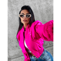 KURTKA DAMSKA BOMBER NA NAPY HAFT OLAVOGA BASEBALL PINK