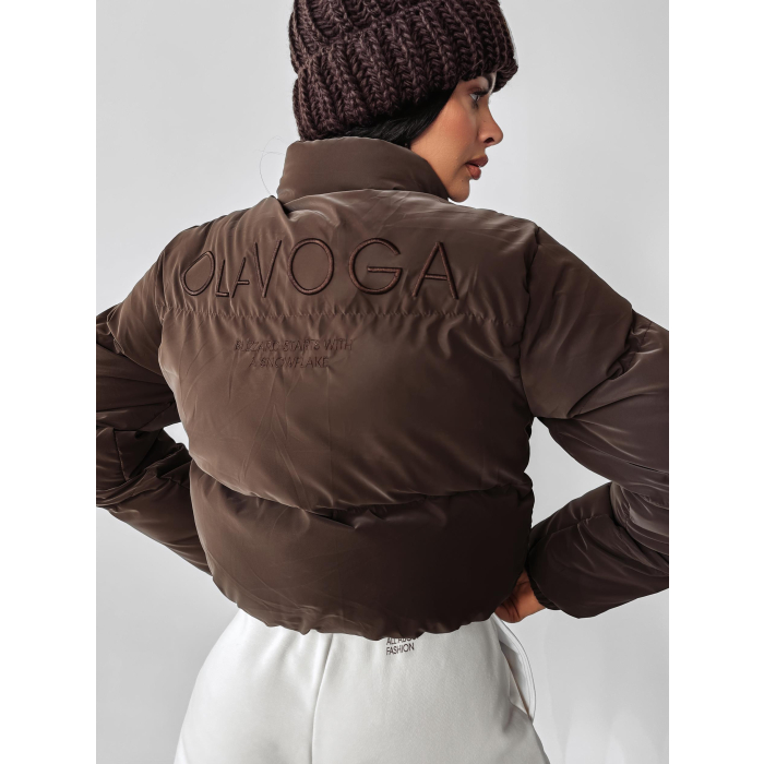 KURTKA DAMSKA BOMBER PIKOWANA HAFT OLAVOGA CASCADA BROWN