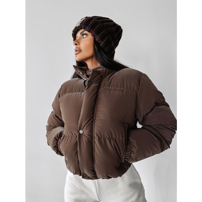 KURTKA DAMSKA BOMBER PIKOWANA HAFT OLAVOGA CASCADA BROWN