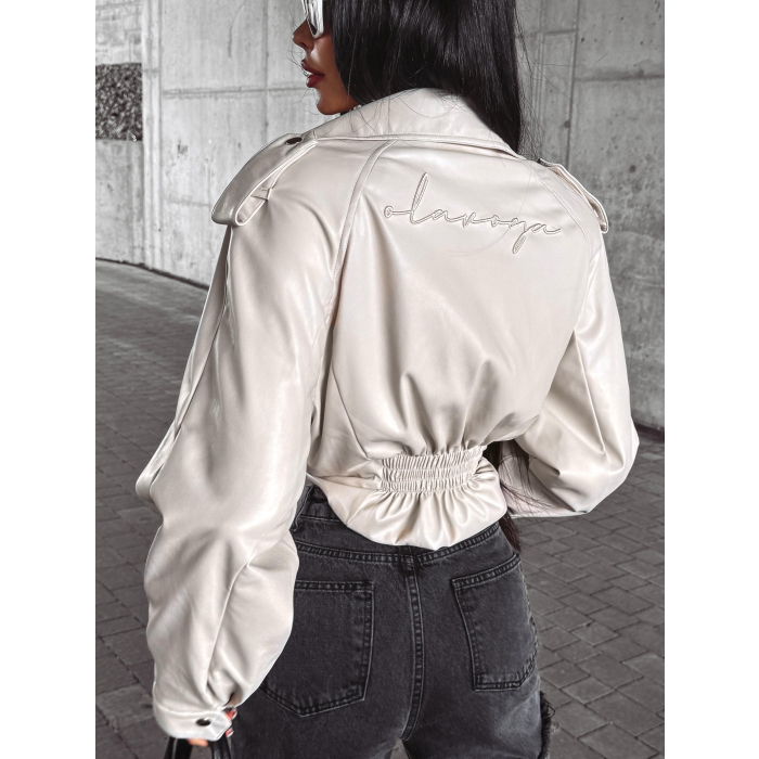 KURTKA KATANA RAMONESKA HAFT OLAVOGA LEATHER BEIGIE