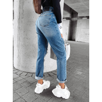 SPODNIE JEANSOWE MOM FIT ZDZIURAMI NA KOLANACH OLAVOGA HORIZON BLUE