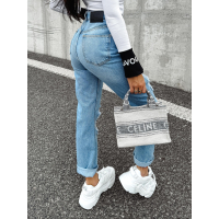 SPODNIE JEANSOWE MOM FIT ZDZIURAMI NA KOLANACH OLAVOGA HORIZON LIGHT BLUE