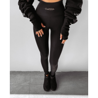 SPODNIE LEGGINSY MODELUJĄCE WIĄZANE NA TYLE HAFT OLAVOGA REBOW BLACK