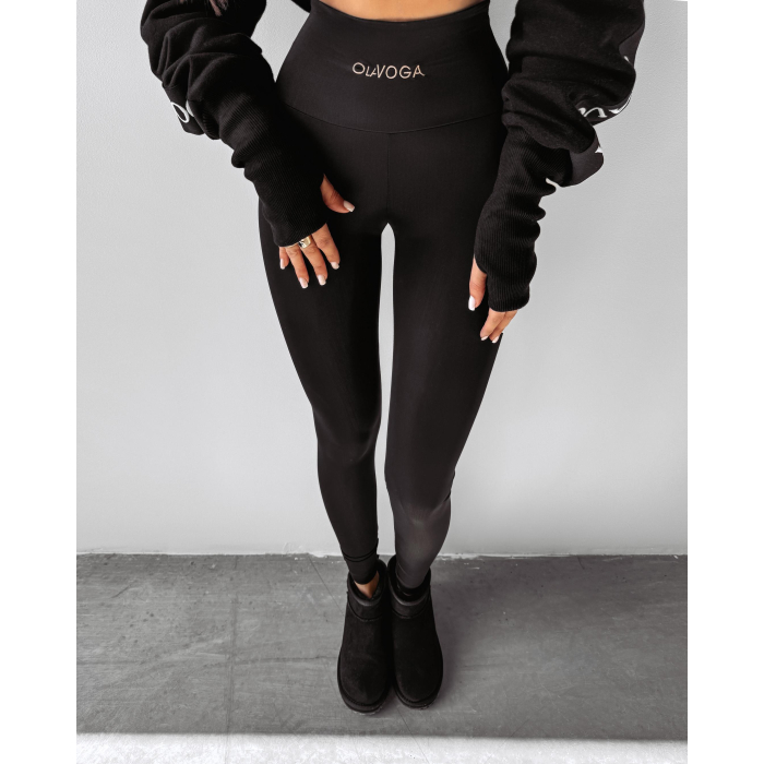 SPODNIE LEGGINSY MODELUJĄCE WIĄZANE NA TYLE HAFT OLAVOGA REBOW BLACK