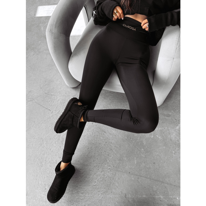 SPODNIE LEGGINSY MODELUJĄCE WIĄZANE NA TYLE HAFT OLAVOGA REBOW BLACK