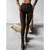SPODNIE LEGGINSY MODELUJĄCE ZAMEK HAFT OLAVOGA DAKOTA BROWN