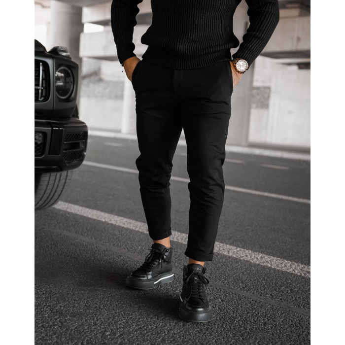 SPODNIE MĘSKIE BAWEŁNIANE OLAVOGA MEN CHASER BLACK