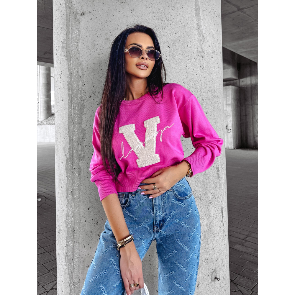 SWETER HAFT 3D V OLAVOGA VINDI PINK SWETER HAFT 3D V OLAVOGA VINDI PINK