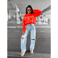 SWETER OVERSIZE HAFT 3D OLAVOGA OLV LOVE ORANGE