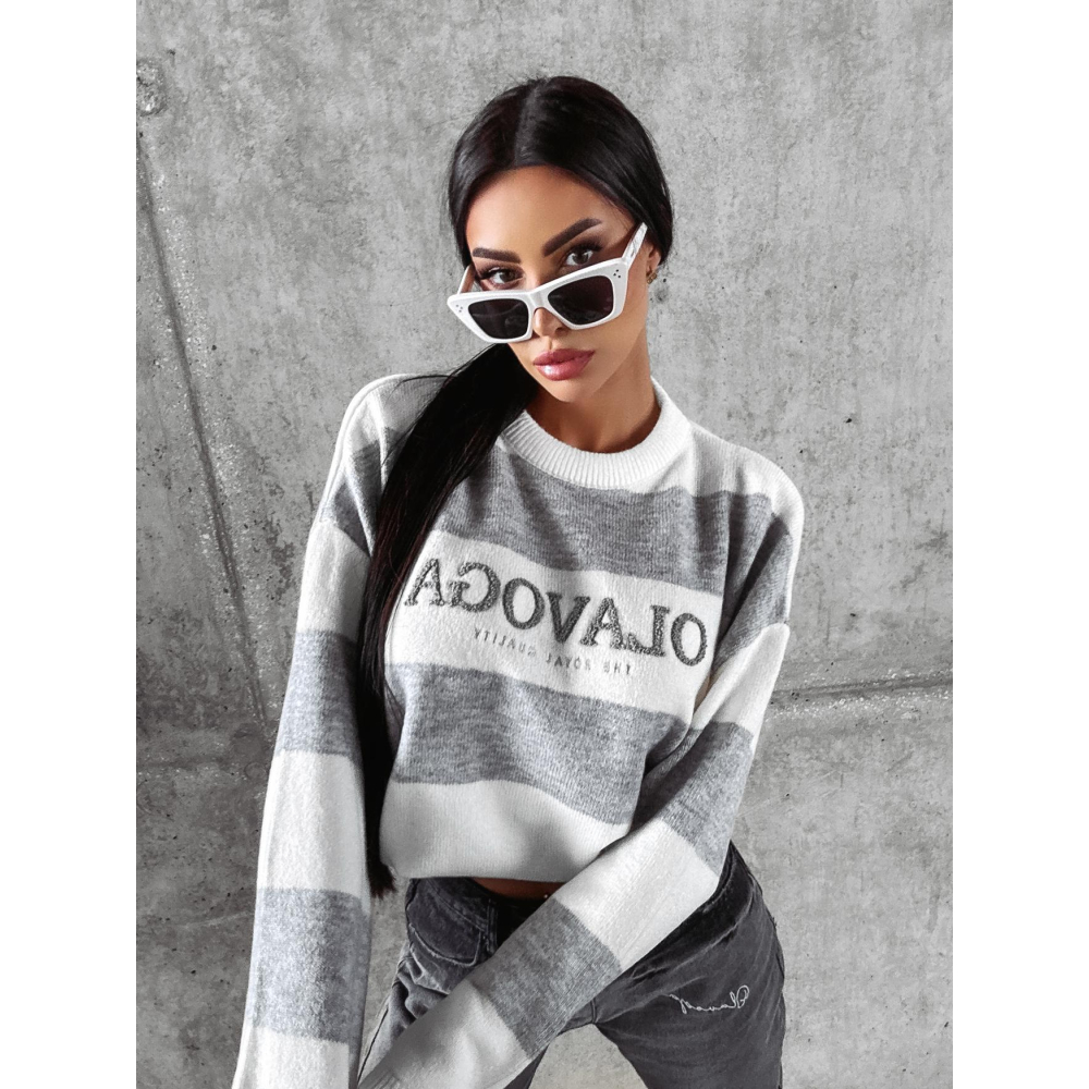 SWETER OVERSIZE PASY HAFT 3 OLAVOGA MANNER GRAY- ECRU SWETER OVERSIZE PASY HAFT 3 OLAVOGA MANNER GRAY- ECRU