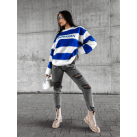 SWETER OVERSIZE PASY HAFT 3 OLAVOGA MANNER BLUE- ECRU