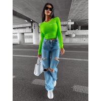 SWETER PRĄŻKOWANY DAMSKI OLAVOGA SOFT GREEN