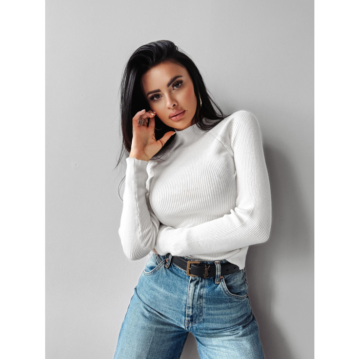 SWETER PRĄŻKOWANY OLAVOGA KRISTIN ECRU
