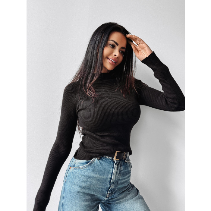 SWETER PRĄŻKOWANY OLAVOGA KRISTIN BLACK