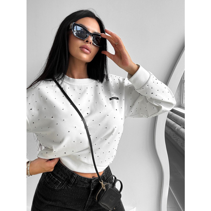 BLUZA DAMSKA CYRKONIE OLAVOGA RHAELLA ECRU