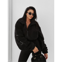 BLUZA DAMSKA NA ZAMEK BARANEK TEDDY HAFT OLAVOGA TEDI BLACK