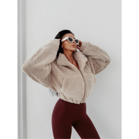 BLUZA DAMSKA NA ZAMEK BARANEK TEDDY HAFT OLAVOGA TEDI BEIGE