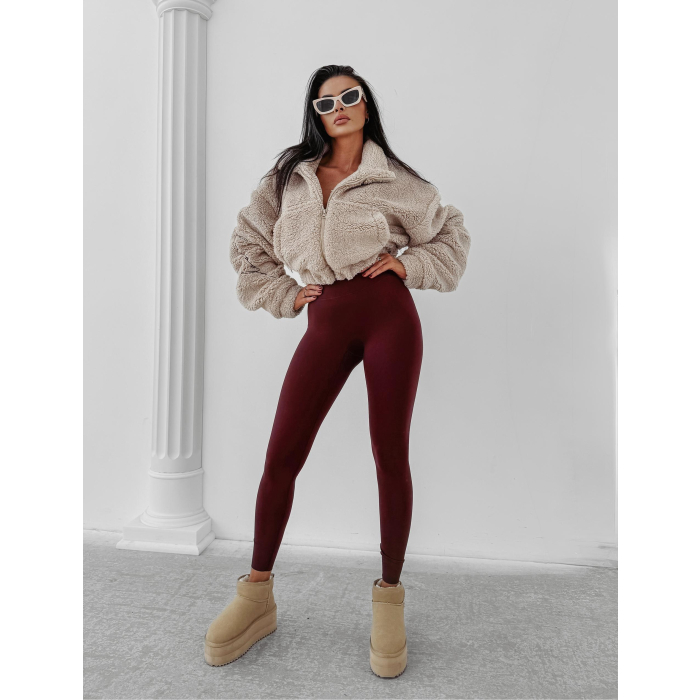 BLUZA DAMSKA NA ZAMEK BARANEK TEDDY HAFT OLAVOGA TEDI BEIGE