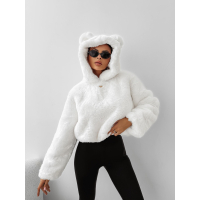 BLUZA DAMSKA OVERSIZE MIŚ Z USZAMI NA KAPTURZE OLAVOGA ELIOLIE ECRU