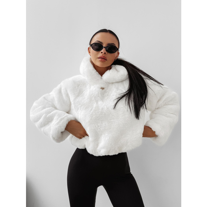 BLUZA DAMSKA OVERSIZE MIŚ Z USZAMI NA KAPTURZE OLAVOGA ELIOLIE ECRU