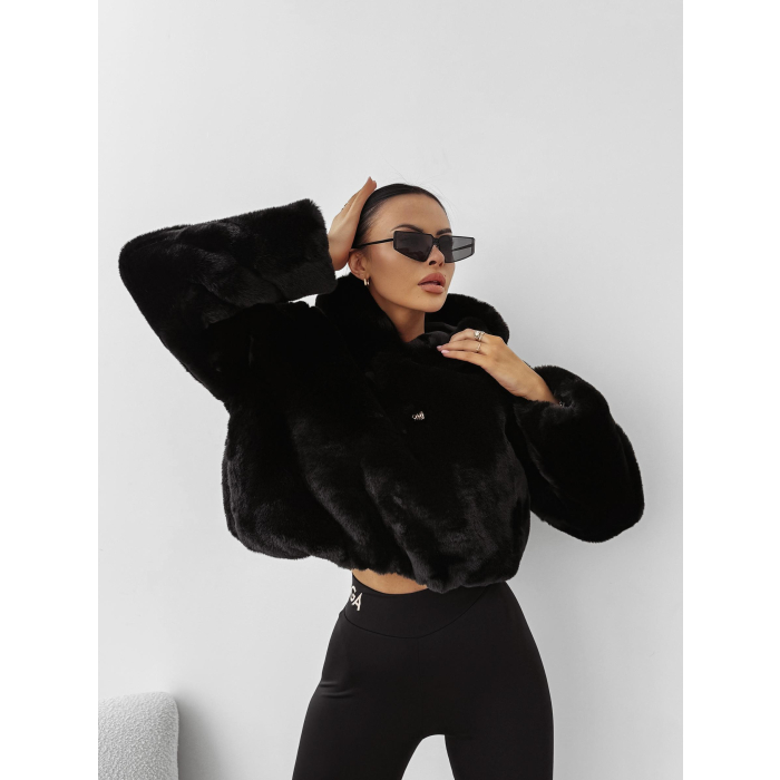 BLUZA DAMSKA OVERSIZE MIŚ Z USZAMI NA KAPTURZE OLAVOGA ELIOLIE BLACK