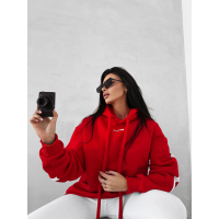 BLUZA DRESOWA BAWEŁNIANA DAMSKA OVERSIZE OLAVOGA VINTA RED
