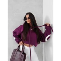 BLUZA DRESOWA BAWEŁNIANA DAMSKA OVERSIZE OLAVOGA VINTA PLUM