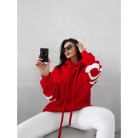 BLUZA DRESOWA BAWEŁNIANA DAMSKA OVERSIZE OLAVOGA VINTA RED