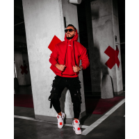 BLUZA MĘSKA BAWEŁNIANA OVERSIZE OLAVOGA MEN VINTA RED