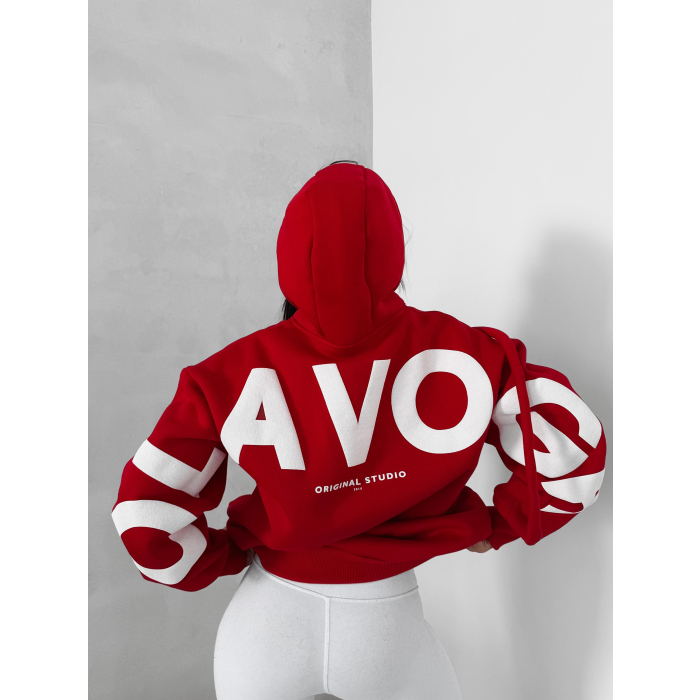 BLUZA DRESOWA BAWEŁNIANA DAMSKA OVERSIZE OLAVOGA VINTA RED