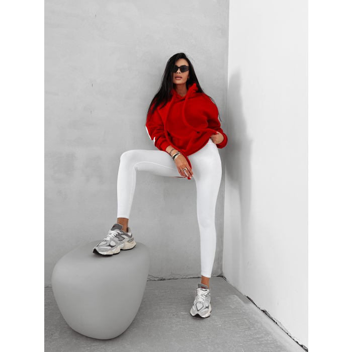 BLUZA DRESOWA BAWEŁNIANA DAMSKA OVERSIZE OLAVOGA VINTA RED