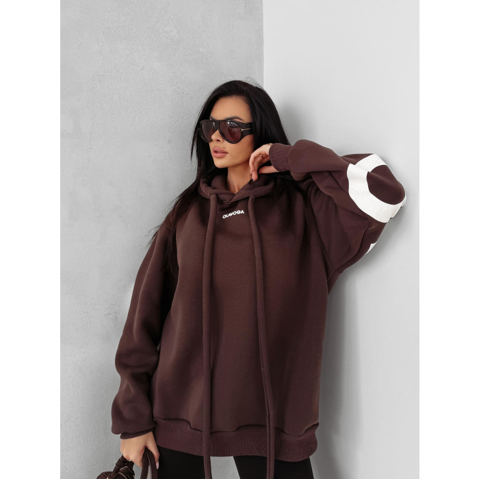 BLUZA DRESOWA BAWEŁNIANA DAMSKA OVERSIZE OLAVOGA VINTA BROWN